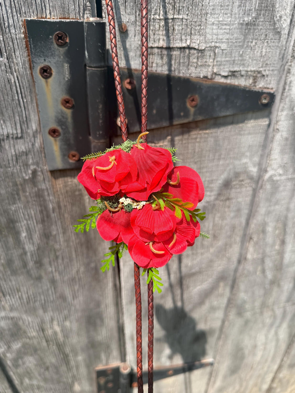 Alexia Bolo Tie | Red Floral Western Wear Necklace | Whimsical Jewelry