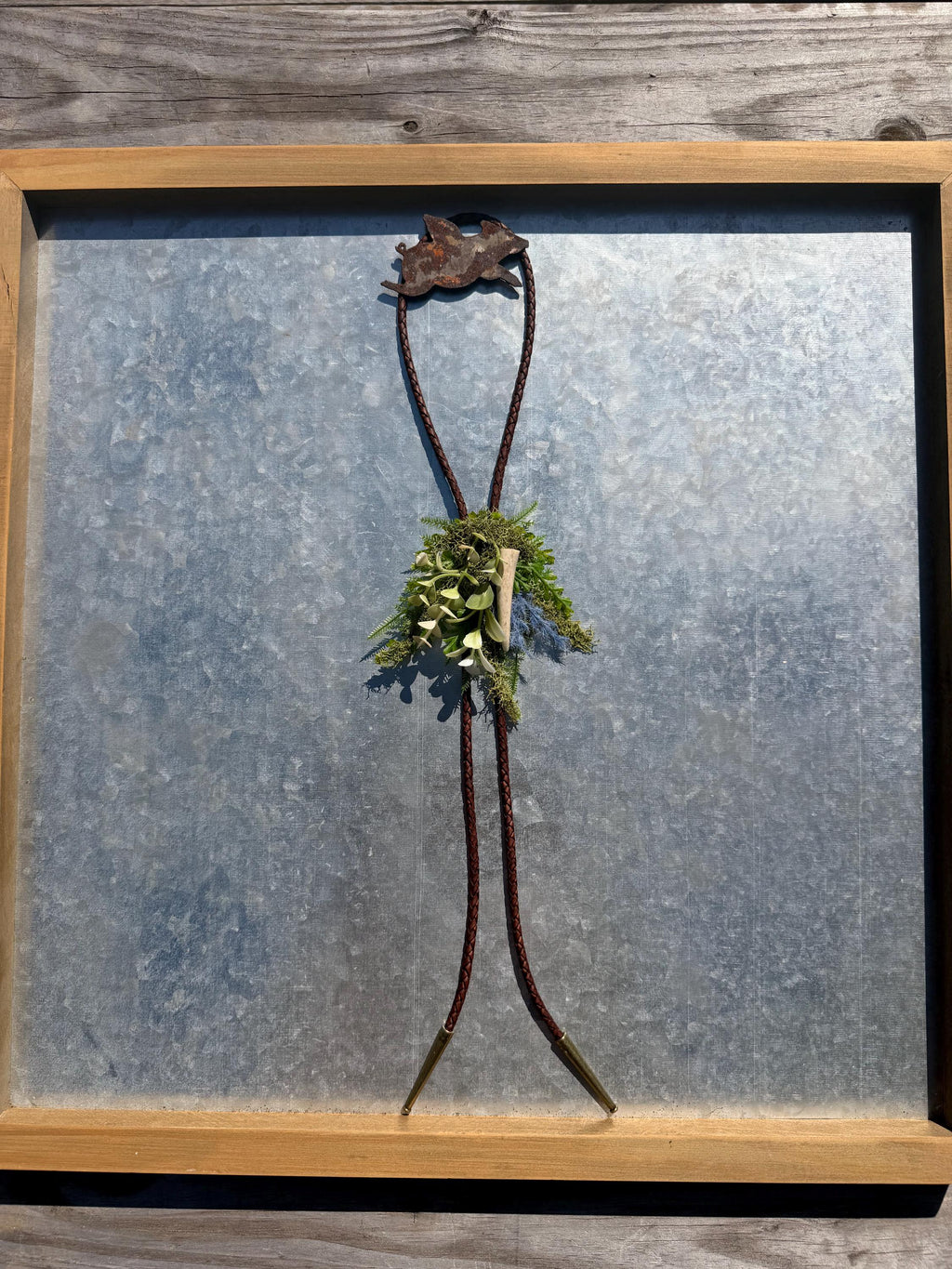 Faux Flower Bolo Tie with Genuine Antler | Handmade Festival Jewelry