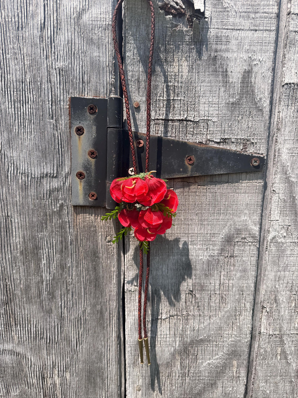 Alexia Bolo Tie | Red Floral Western Wear Necklace | Whimsical Jewelry